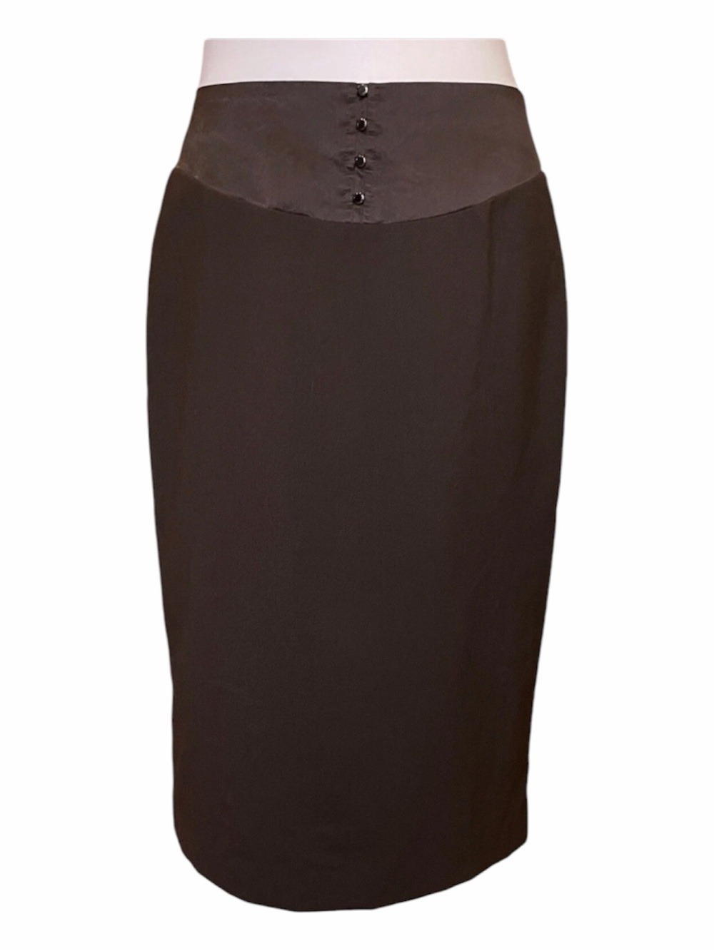 Rebecca Taylor High Waist Brown Wool Blend Pencil Skirt Satin Waist Size 6